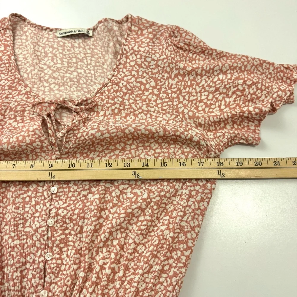 Abercrombie & Fitch Dress Ditsy Pink Leopard Mini Y2K 90s Summer Casual Sz M - Picture 10 of 13